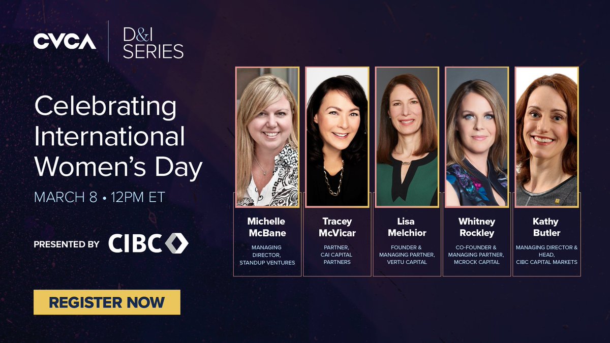 Join us on Tuesday, March 8 at 12PM ET for <a href="/cvca/">CVCA</a>’s #diversity &amp; #inclusion webinar featuring a panel of emerging women fund managers sharing how they built their funds from the ground up, sponsored by <a href="/CIBC/">CIBC</a>. Learn more and register here: bit.ly/3thWapH #IWD2022