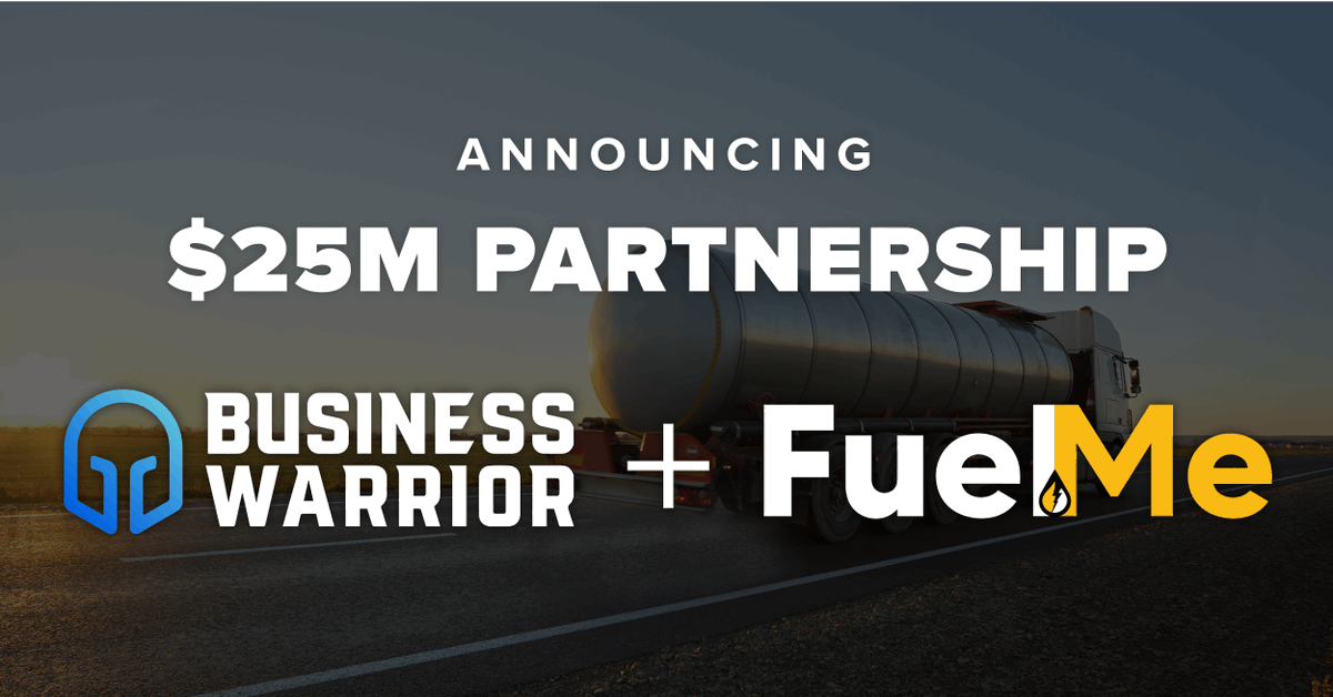 BizWarriorLIFE's tweet photo. BREAKING: Business Warrior and @OfficialFuelMe Enter $25M Funding Partnership
Letter of Understanding opens the door for Business Warrior Funding to help Fuel Me and its 1200+ vendors to bridge the fuel-procurement gap.
Full Announcement: https://t.co/Vn9T4pLWob $BZWR https://t.co/WzyPl0QeTz