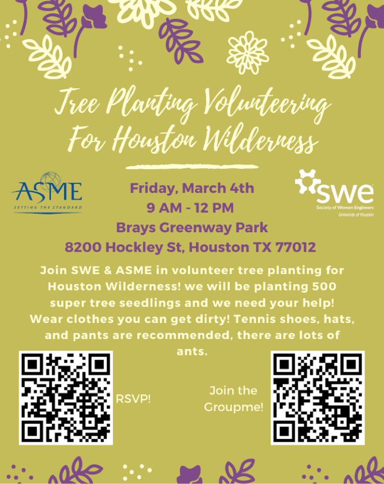 ASMEUH's tweet photo. RSVP for our tree planting volunteering event Friday March 4 9AM-12PM! https://t.co/3jr8GHYCb4 https://t.co/Mv0xnmxZXM