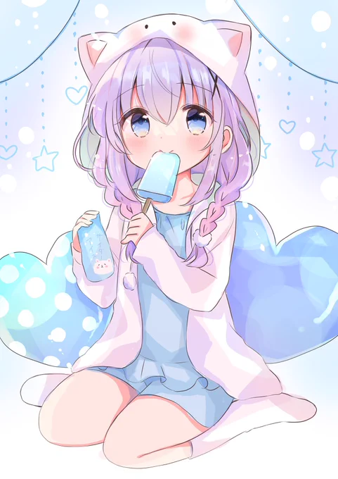 お風呂上がりのアイスは美味しいですね🍨
 #gochiusa 