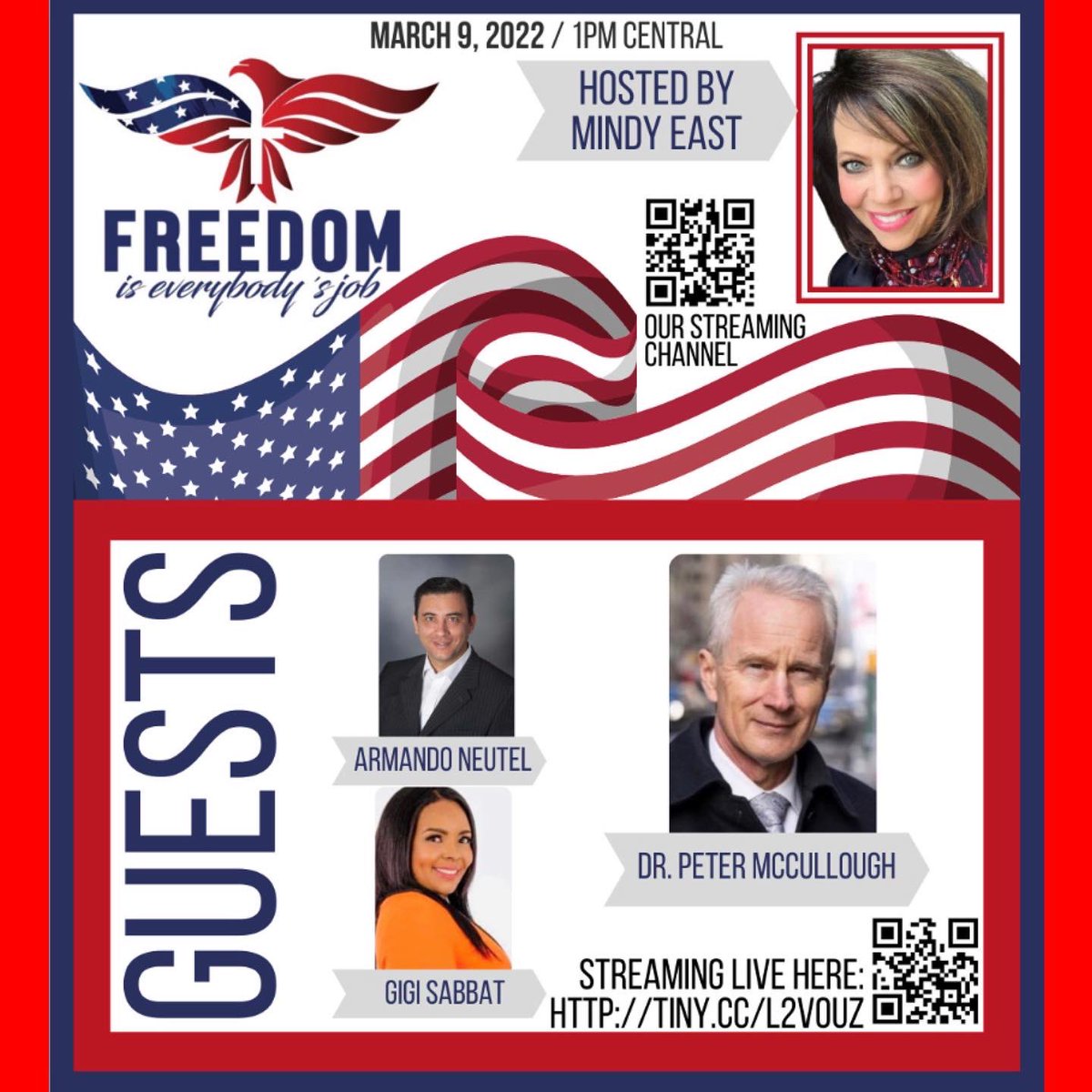 I am so excited. This week on Baron Ridge Speakers Agency CEO and Founder Mindy East show “Freedom is Everyone’s Job”, Jim Price is joining us on March 4, 2022 2PM Central and then next week Peter MCCullough. MD (Medical Doctor) will join us on March 9, 2022 1PM Central.
