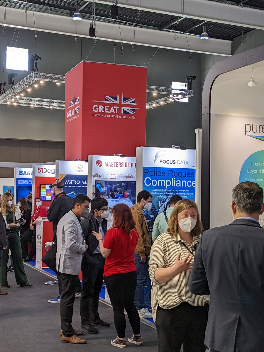 FocusData112's tweet image. Sharing a pic taken by @Tradefair of our stand and other businesses in the #UK Pavilion at #MWC22 - #Innovation #Trade #Telecoms