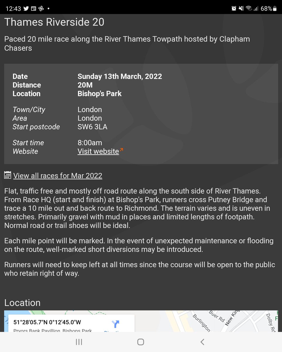 ThamesTurbo's tweet image. Looking for a 20 mile race? Maybe part of a Spring Marathon preparation? Check this out: runabc.co.uk/thames-riversi…
