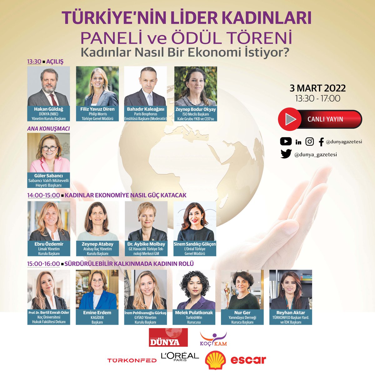 Ekonomi Gazetesi (@nbekonomi) on Twitter photo Türkiye'nin Lider Kadınları Paneli ve Ödül Töreni
<a href="/turkonfed/">TÜRKONFED</a> <a href="/yanindayizder/">YANINDAYIZ DERNEĞİ</a> <a href="/turkishwin/">TurkishWIN</a> <a href="/GYIAD/">GYİAD</a> <a href="/kagider/">kagider</a> <a href="/kocuniversity/">Koç Üniversitesi</a> <a href="/lorealturkey/">L'Oréal Türkiye</a> @GE_Turkiye <a href="/SabanciHolding/">Sabancı Holding</a> <a href="/kalegrubu/">Kale Grubu | #İyiBakDünyana</a> <a href="/Kaleagasi/">Bahadır Kaleağası</a> <a href="/GuldagHakan/">Hakan Güldağ</a> <a href="/limakholding/">Limak Holding</a>
🗓️ Yarın
🕜13.30
İZLEMEK İÇİN👇
▶️ youtu.be/Eg8QAkTOV0s Türkiye'nin Lider Kadınları Paneli ve Ödül Töreni
<a href="/turkonfed/">TÜRKONFED</a> <a href="/yanindayizder/">YANINDAYIZ DERNEĞİ</a> <a href="/turkishwin/">TurkishWIN</a> <a href="/GYIAD/">GYİAD</a> <a href="/kagider/">kagider</a> <a href="/kocuniversity/">Koç Üniversitesi</a> <a href="/lorealturkey/">L'Oréal Türkiye</a> @GE_Turkiye <a href="/SabanciHolding/">Sabancı Holding</a> <a href="/kalegrubu/">Kale Grubu | #İyiBakDünyana</a> <a href="/Kaleagasi/">Bahadır Kaleağası</a> <a href="/GuldagHakan/">Hakan Güldağ</a> <a href="/limakholding/">Limak Holding</a>
🗓️ Yarın
🕜13.30
İZLEMEK İÇİN👇
▶️ youtu.be/Eg8QAkTOV0s