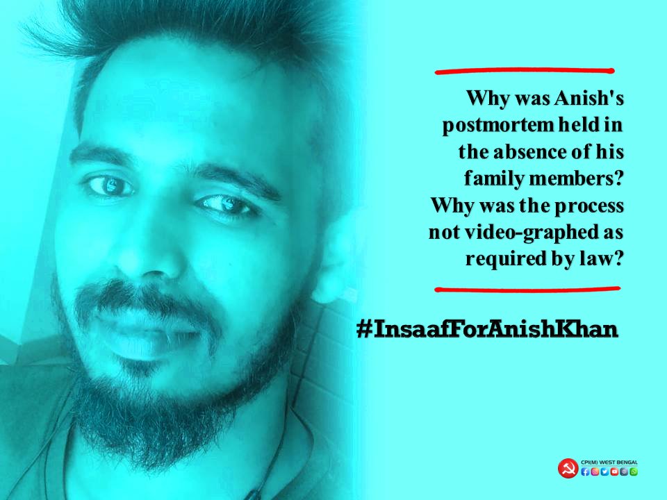 mishra_surjya's tweet photo. The brutal killing of Anish Khan a young student activist allegedly by 4 policemen shows how the police force is used indiscriminately to coerce dissenting voices. We vehemently oppose this practice &amp; demand #InsaafForAnishKhan https://t.co/oZLn1ojhUt