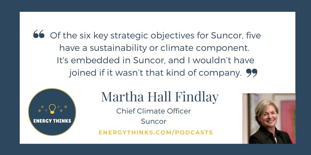 How does an oil sands company make strides in #decarbonization? #gamechanging leader @MHallFindlay paves the way as @Suncor’s first chief climate officer. Her sustainability-focused priorities and more in this #energythinkspod.

energythinks.com/podcasts/proac…

#oilandgas #energyfuture