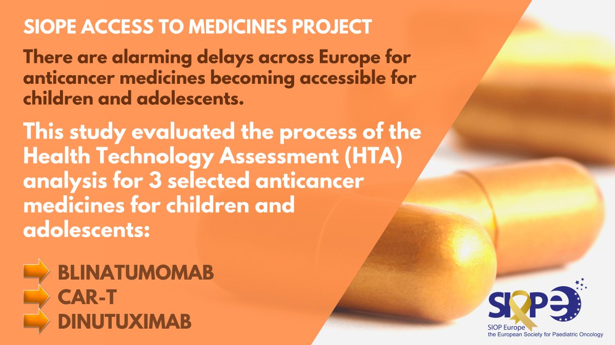 💊Proud to announce the first ever publication on the evaluation process of #HTA analysis of #ChildhoodCancer medicines, stemming from the SIOPE Access to Medicines Project.

🎗️Read the SIOPE News Release &amp; publication led by #YoungSIOPE &amp; HTA experts.

👉siope.eu/news/market-ac…