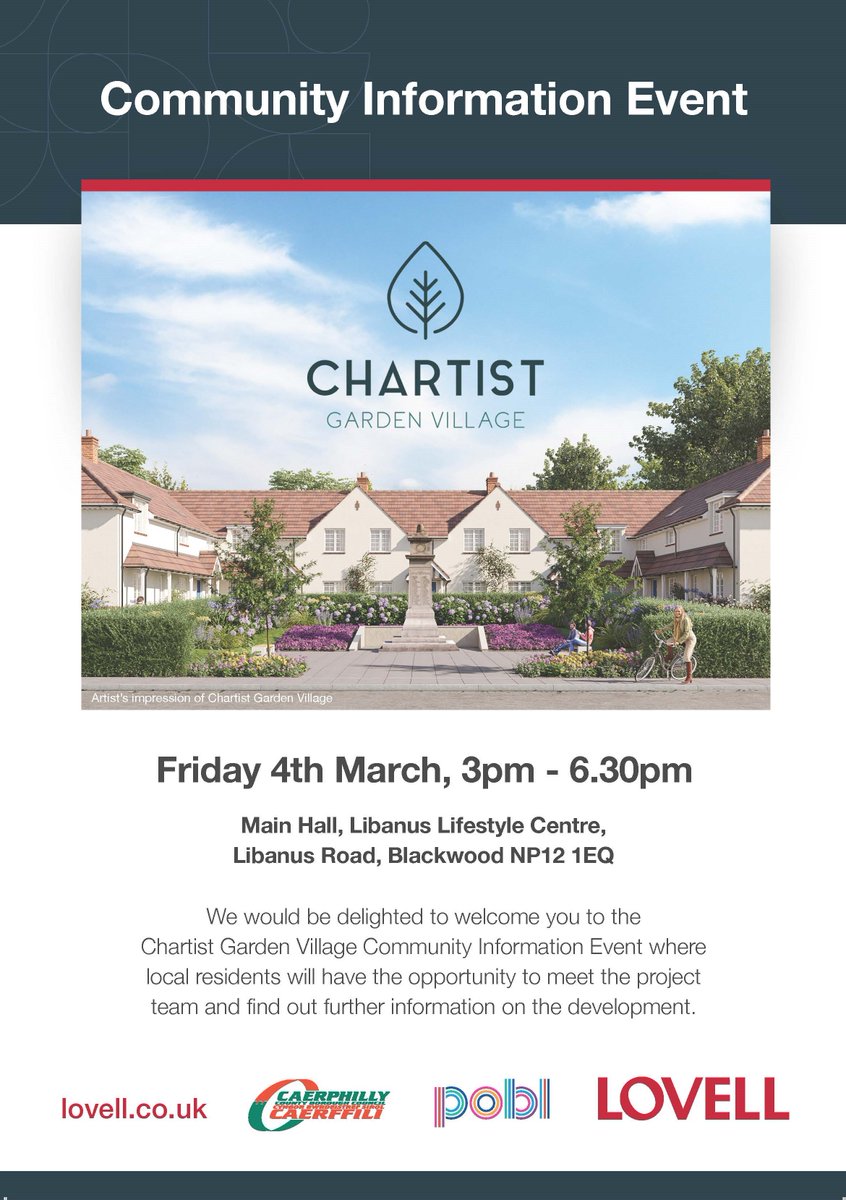 Lovell (@lovell_uk) on Twitter photo Community Information Event! We would be delighted to welcome you to the Chartist Garden Village Community Information Event where local residents will have the opportunity to meet the project team and find out further information about the development
<a href="/poblgroup/">Pobl Group</a> <a href="/CaerphillyCBC/">CaerphillyCBC</a> Community Information Event! We would be delighted to welcome you to the Chartist Garden Village Community Information Event where local residents will have the opportunity to meet the project team and find out further information about the development
<a href="/poblgroup/">Pobl Group</a> <a href="/CaerphillyCBC/">CaerphillyCBC</a>