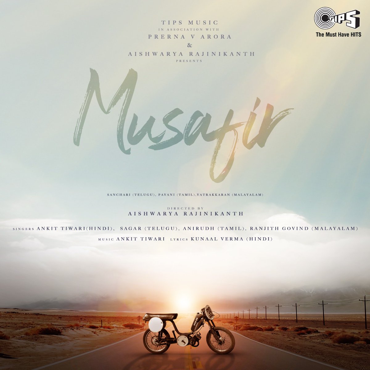 Tips Films & Music (@tipsofficial) on Twitter photo Anjaani raahon mein apne pyaar ko talaash ne aa raha hai #Musafir.
Releasing on 8th March only on <a href="/tipsofficial/">Tips Films & Music</a> @YouTubendia channel.
<a href="/PprernaArora/">Prerna Arora</a> <a href="/kumartaurani/">Kumar Taurani</a> <a href="/ash_r_dhanush/">Aishwarya</a>
<a href="/shivin7/">shivin narang</a> and <a href="/AlwaysJani/">Jani Master</a>
Music Composer: <a href="/officiallyAnkit/">Ankit Tiwari</a>
Singers: <a href="/officiallyAnkit/">Ankit Tiwari</a> (Hindi) Anjaani raahon mein apne pyaar ko talaash ne aa raha hai #Musafir.
Releasing on 8th March only on <a href="/tipsofficial/">Tips Films & Music</a> @YouTubendia channel.
<a href="/PprernaArora/">Prerna Arora</a> <a href="/kumartaurani/">Kumar Taurani</a> <a href="/ash_r_dhanush/">Aishwarya</a>
<a href="/shivin7/">shivin narang</a> and <a href="/AlwaysJani/">Jani Master</a>
Music Composer: <a href="/officiallyAnkit/">Ankit Tiwari</a>
Singers: <a href="/officiallyAnkit/">Ankit Tiwari</a> (Hindi)