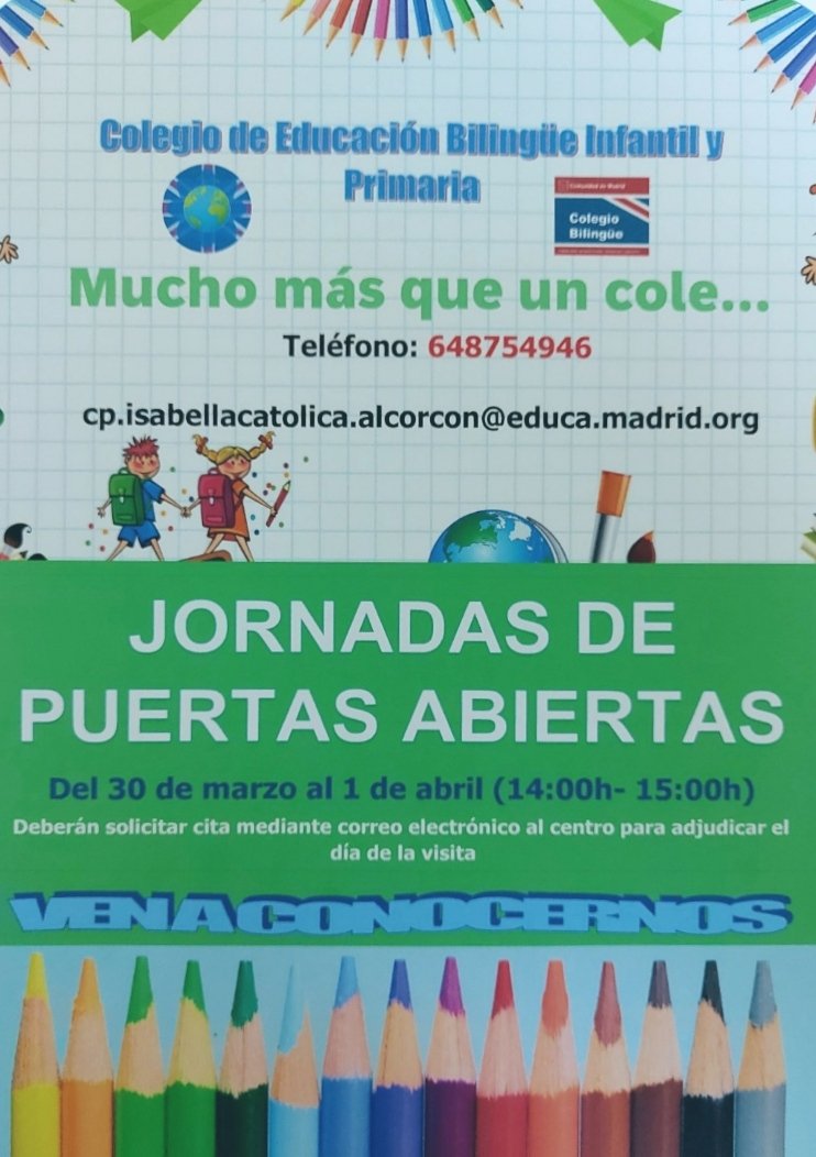 Del 30 de marzo al 1 de Abril (de 14:00 a 15:00)
¡No olvides pedir tu cita!

#Alcorcon