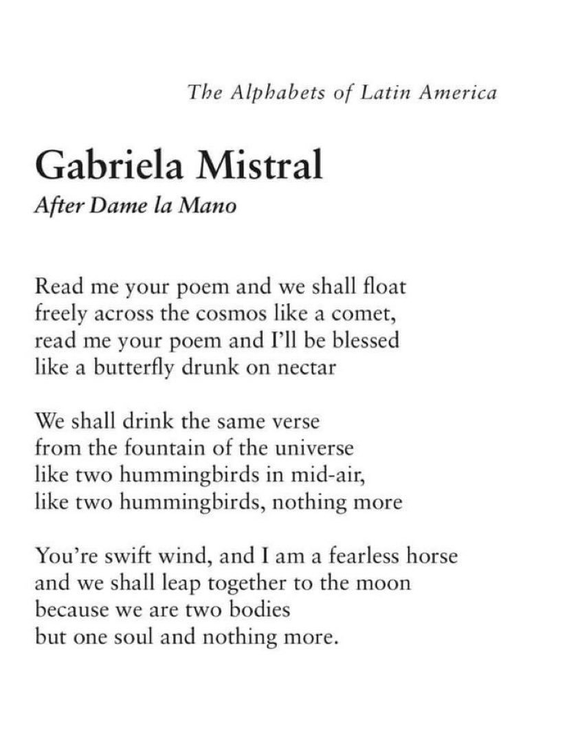 Abhay K Here Is A Poem On Gabrielamistral From The Alphabets Of Latinamerica T Co Vipqf4gvox Twitter