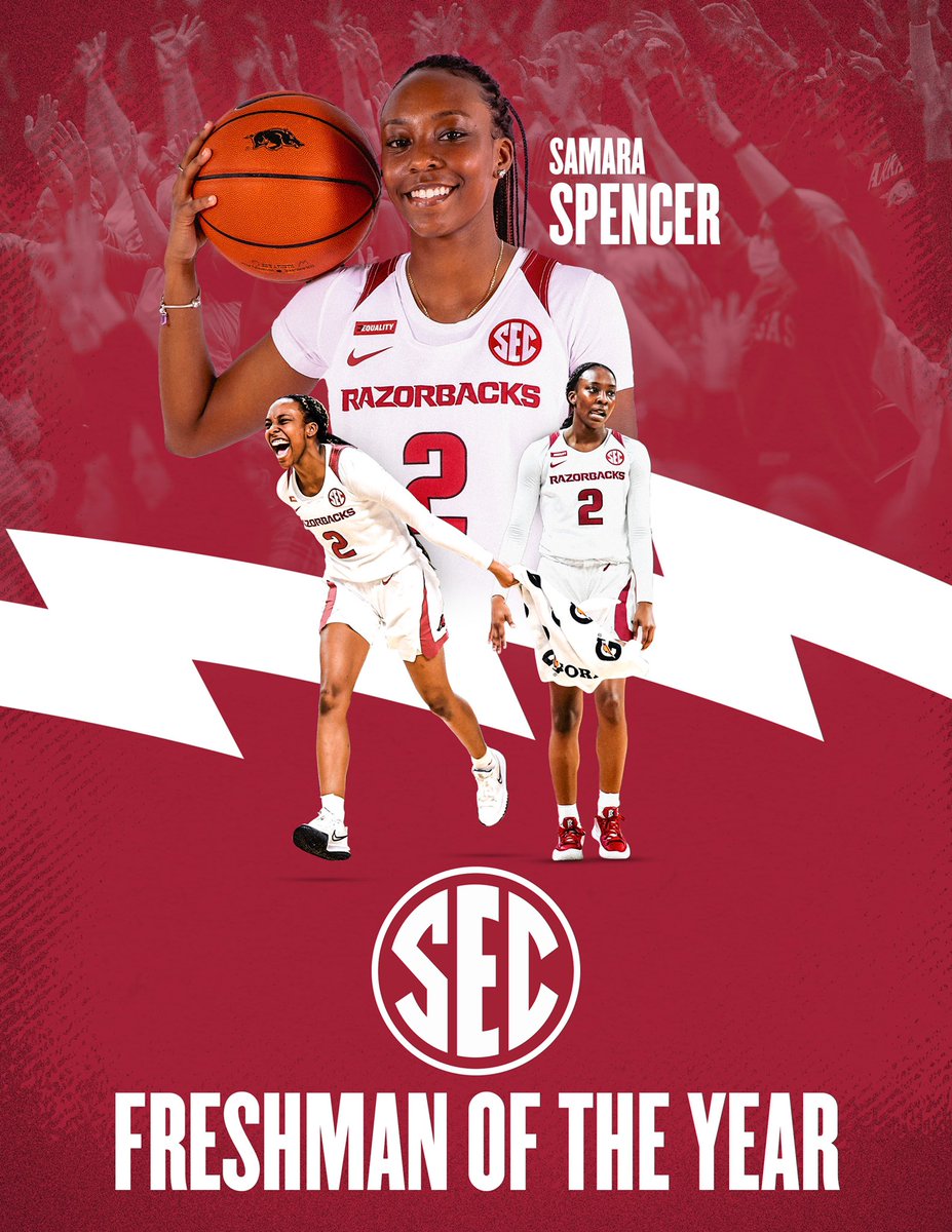 Best in the League 🏆 @samaraaspencer is the 2022 @SEC Freshman of the Year. #SideBySide 🐗🏀