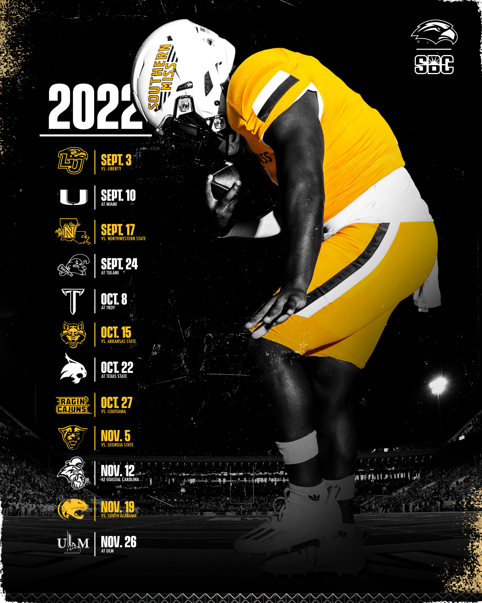 Southern miss on sale football schedule