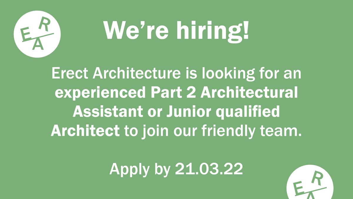 Please share! #RIBAjobs #architecturejobs #hiring #designjob #architecture #workwithus #creativeopps erectarchitecture.co.uk/journal/work-w…