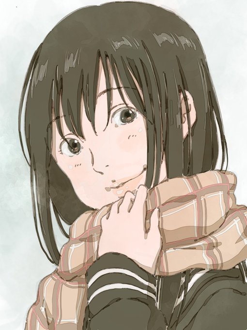 マフラーに髪が収まる感じ好き 