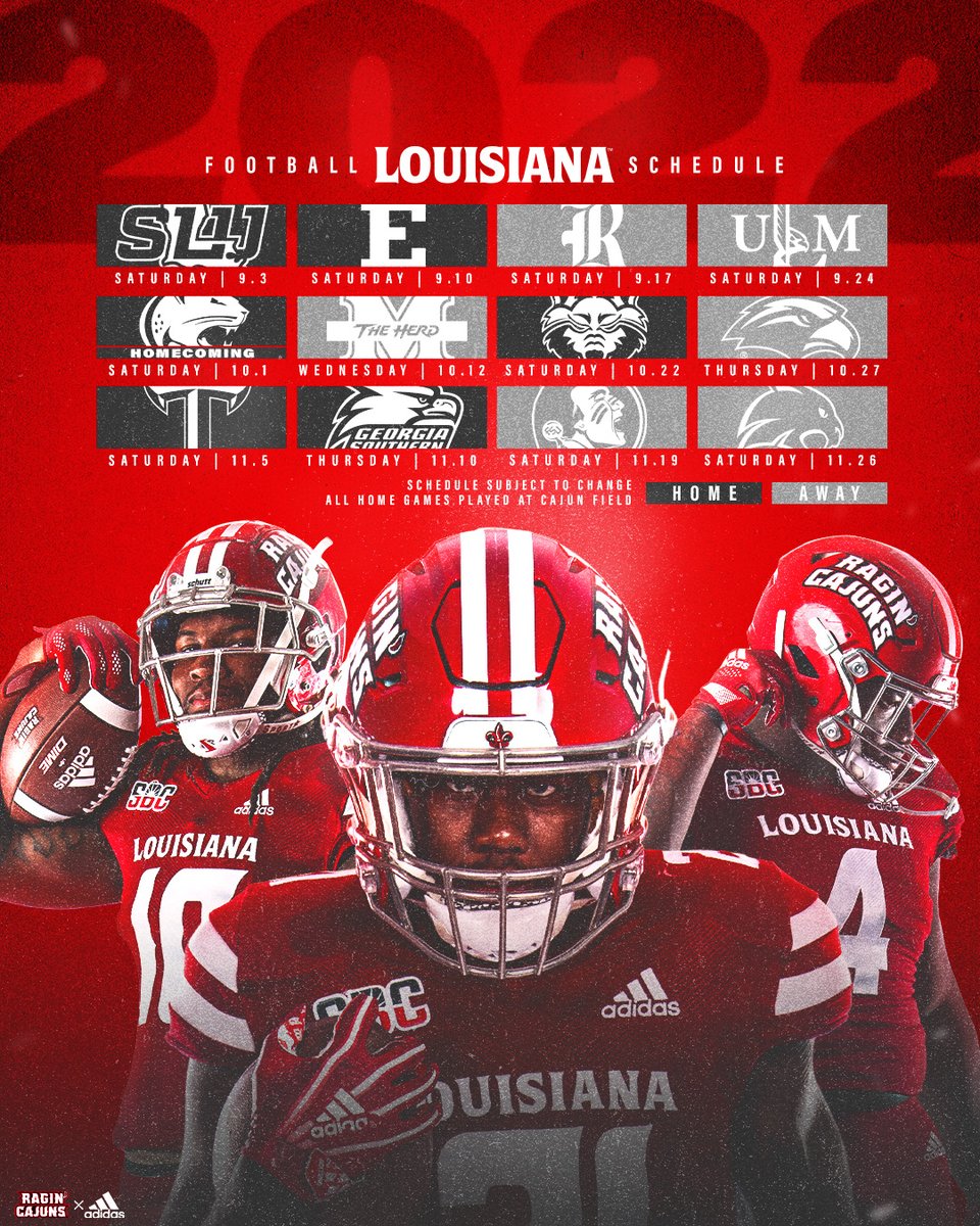 RaginCajunsFB's tweet image. 📆 It&apos;s Geaux Time! 

📰: ragncaj.co/fbsch22

#cULture | #GeauxCajuns
