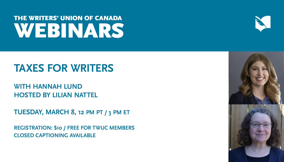 NEXT WEEK: Tune in for a session that promises to demystify the tax system for writers. Hannah Lund of Givens LLP will cover bookkeeping, filing deadlines &amp; responsibilities, HST, grants, &amp; more. Hosted by author Lilian Nattel. Register at: ow.ly/YnXm50I6Xmz