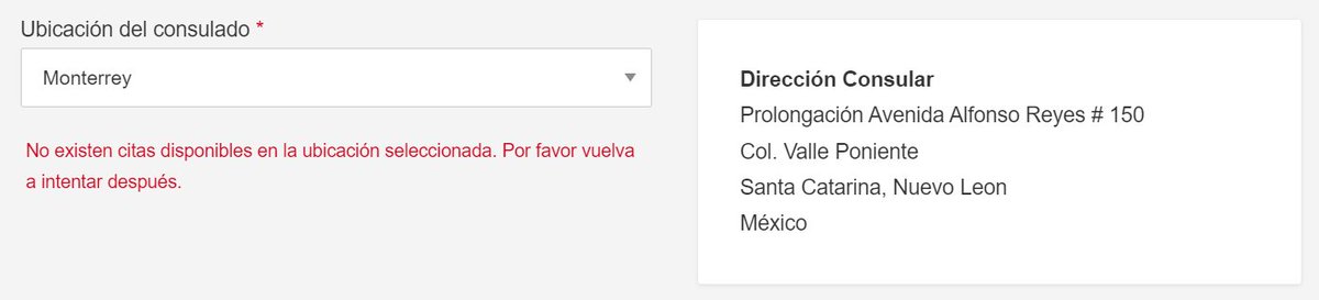 metzlimo's tweet photo. @USConsulateMTY buen día, ¿por qué no hay citas disponibles en la dirección consular, pero si en el CAS? Estoy intentando agendar cita para mi visa TN. https://t.co/IA0QGYoH0l