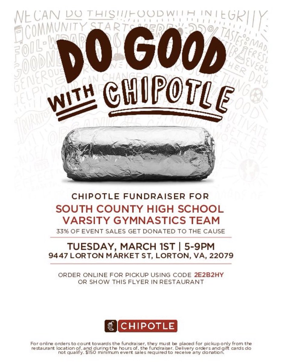 Celebrate Fat Tuesday today by attending our Chipotle fundraiser from 5 pm - 9 pm! 🌯 Order in the store or online! See you all there!!