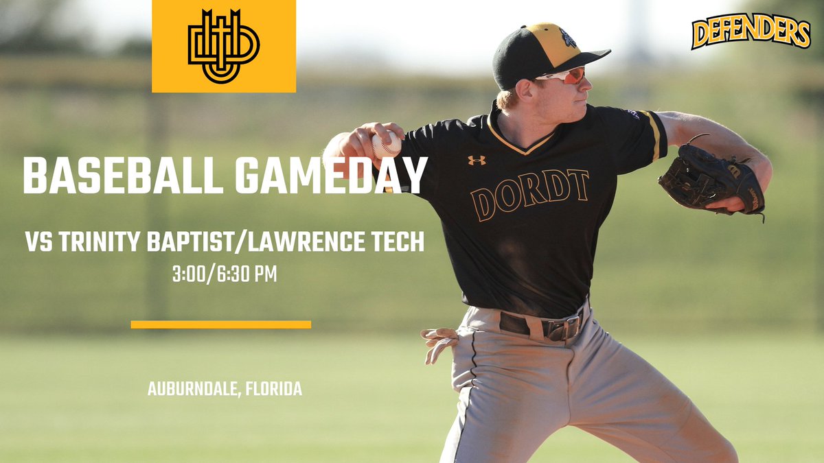 dordtdefenders's tweet photo. ⚾️ GAMEDAY

@DordtBaseball 🆚 Trinity Baptist/Lawrence Tech
📍 Auburndale, FL
⏰ 3:00/6:30 PM (CT)
📊 (1) https://t.co/k8LSkRvo80
📊 (2) https://t.co/bzolWK5kwf https://t.co/cj12VdKKab