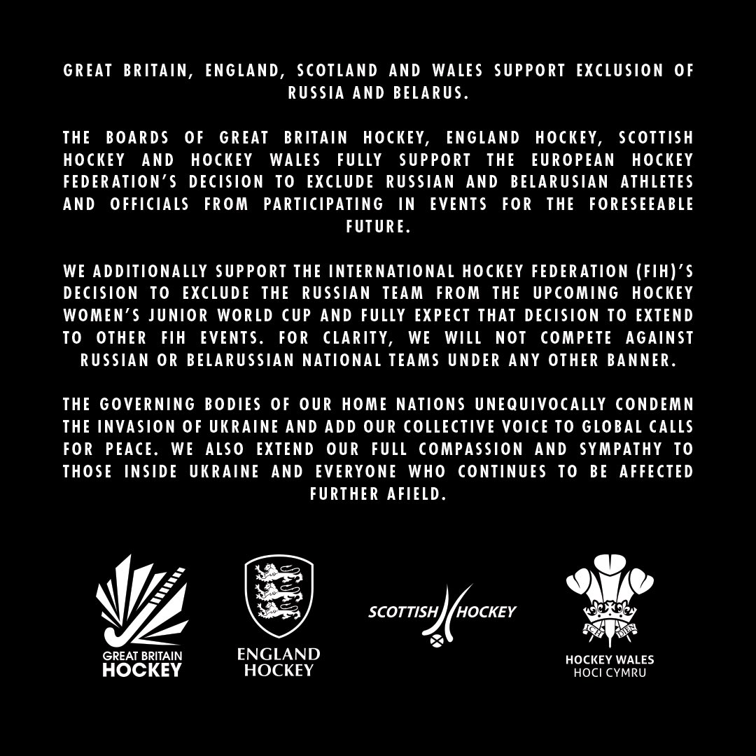 Joint statement:
<a href="/GBHockey/">Great Britain Hockey</a> 
<a href="/EnglandHockey/">England Hockey</a> 
<a href="/ScottishHockey/">Scottish Hockey</a> 
<a href="/HockeyWales/">Hoci Cymru</a>