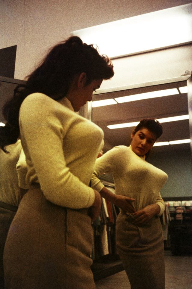 Andrew Male on X: Here is June in the early 60s, modelling the famous bullet  bra.  / X
