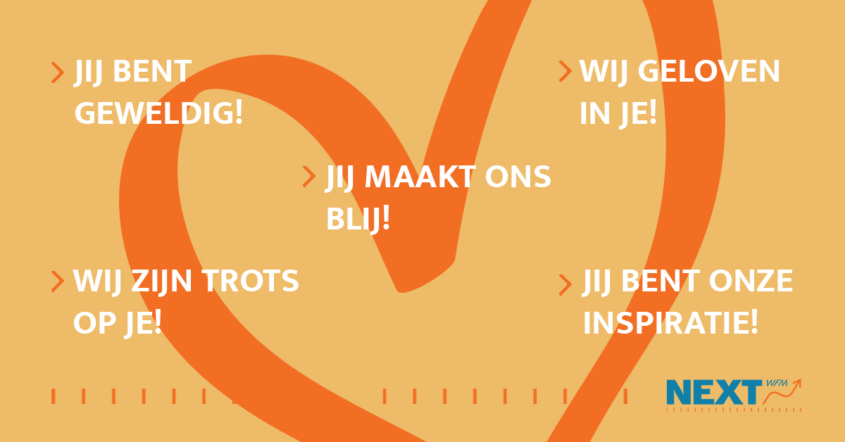 NEXTwfm's tweet photo. Wij zijn ontzettend blij met onze medewerkers. Daarom kunnen we deze Nationale Complimentendag natuurlijk niet zomaar voorbij laten gaan! Voor al onze NEXT-toppers, bedankt voor jullie inzet ❤️

#nextwfm #complimentendag #toppers https://t.co/VBQJp9klDa