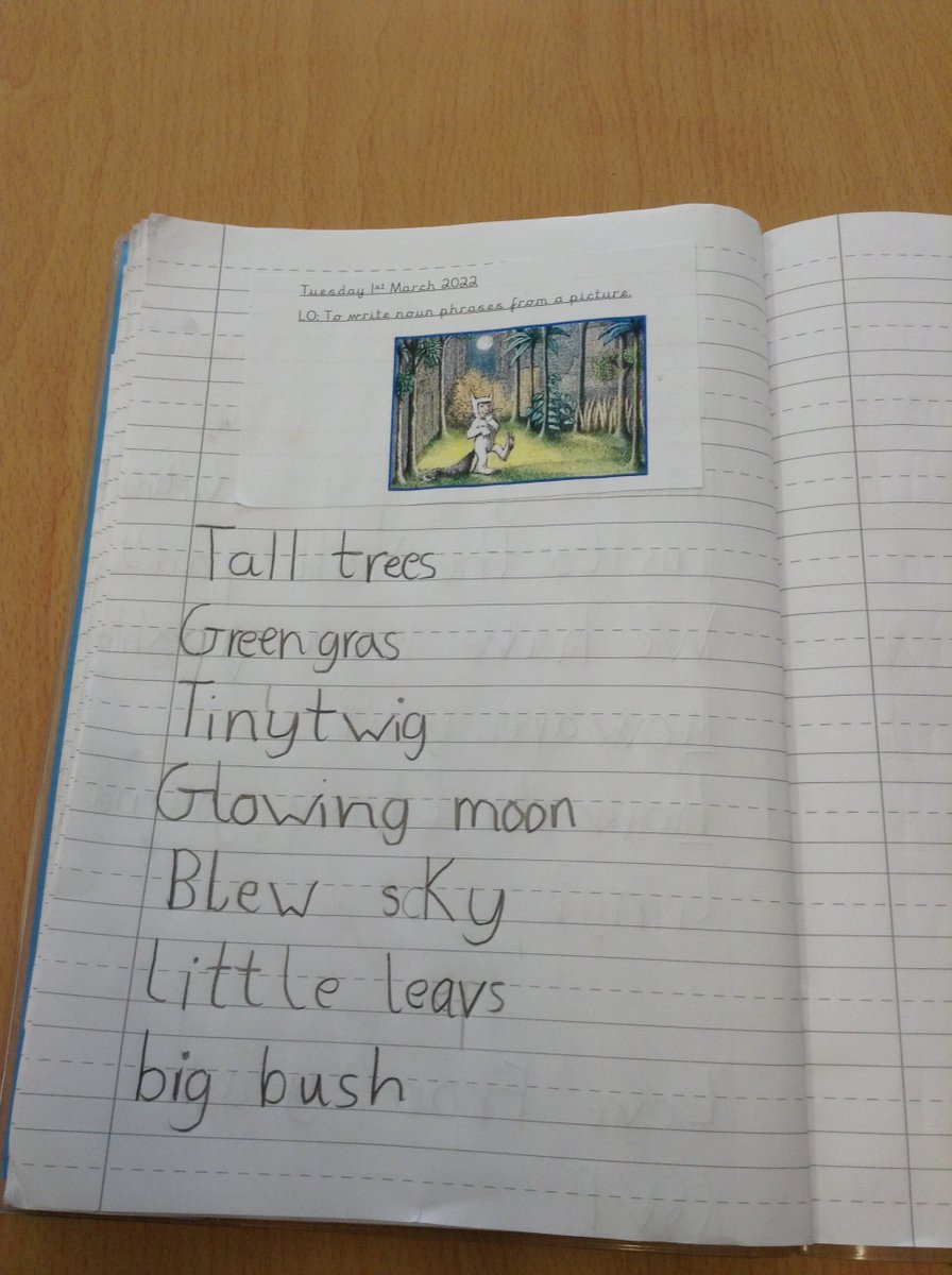 CharlesPrimary1's tweet photo. Year 1 writing noun phrases from a picture in our new book #StChEnglish @LiteracyCounts1 https://t.co/CIcxHRoR2H