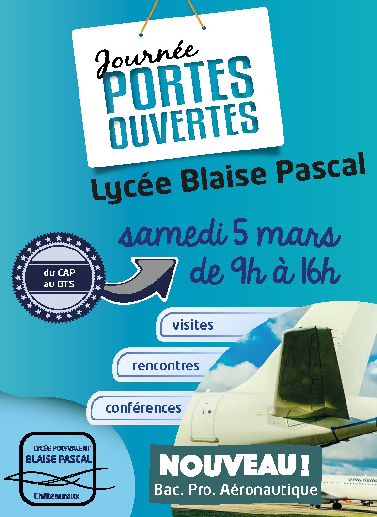 lycBlaisePascal's tweet photo. Les portes ouvertes du lycée Blaise Pascal c'est ce samedi 5 mars ! https://t.co/SGLWRnZ9ob