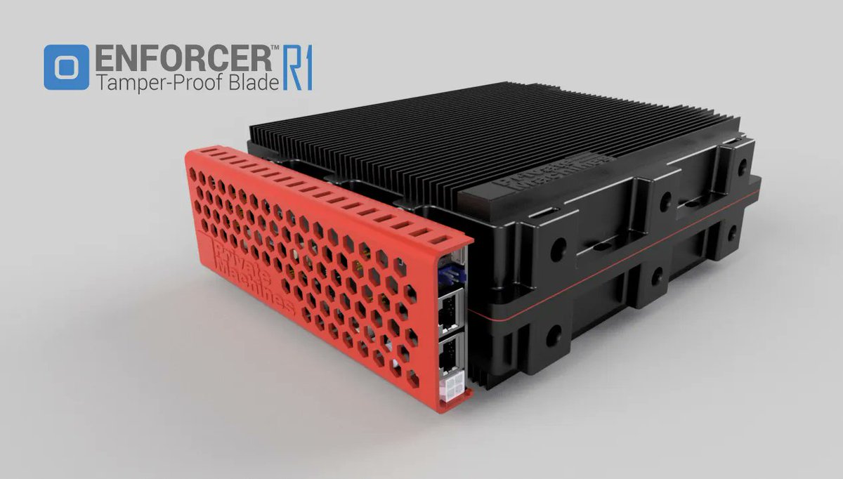 PrivateMachines's tweet image. ENFORCER R1 specs include a NIST 140-2 Level 4 tamper-proof enclosure, multi-layer RF/EM shielding, ultra-strong military-grade 4096-bit cryptographic circuitry, and much more. 

Learn more: buff.ly/3cJfp36

#infosec #securehardware #tamperproof