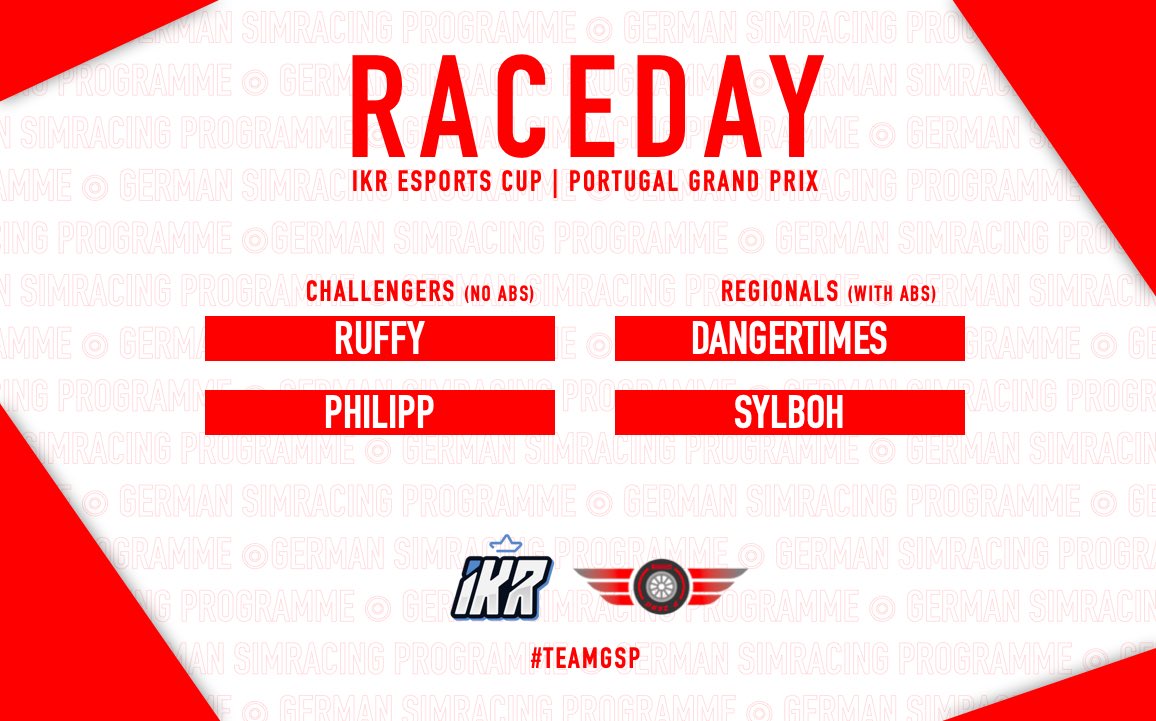 GSP Esports (@gsp_esports) on Twitter photo 🔴RACEDAY🔴
<a href="/IKRLeagueRacing/">Inside Kerb Racing</a> Esports Cup
2nd race of the season in Portugal, lets have some great battles👊
#TeamGSP <a href="/GSP_esports/">GSP Esports</a> 🔴RACEDAY🔴
<a href="/IKRLeagueRacing/">Inside Kerb Racing</a> Esports Cup
2nd race of the season in Portugal, lets have some great battles👊
#TeamGSP <a href="/GSP_esports/">GSP Esports</a>