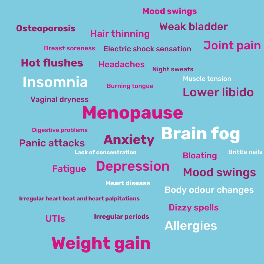 MenoHealthUK's tweet photo. Recognise these symptoms? 😳
So many women don't realise they're menopausal, wrongly believing it's something that won't happen until we're well into our 50s. In fact, most women begin to experience #menopausalsymptoms in their 40s. 
#MenoHealth #MenoClass #Menopause https://t.co/XXCsaHBROa