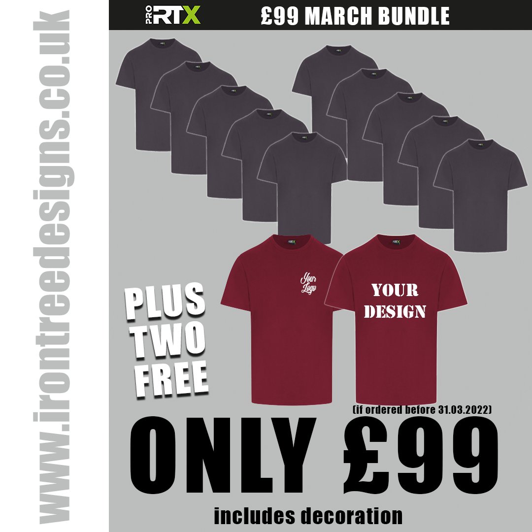 IronTreeDesigns's tweet image. Spring is here - and so is our new monthly offer!
12 printed T Shirts for only £99. Ideal for hen nights, stag nights, birthdays or even as casual workwear. This offer is valid until 31.03.2022. No hidden fees!
Grab yours while you still can.
irontreedesigns.co.uk/march22-offer