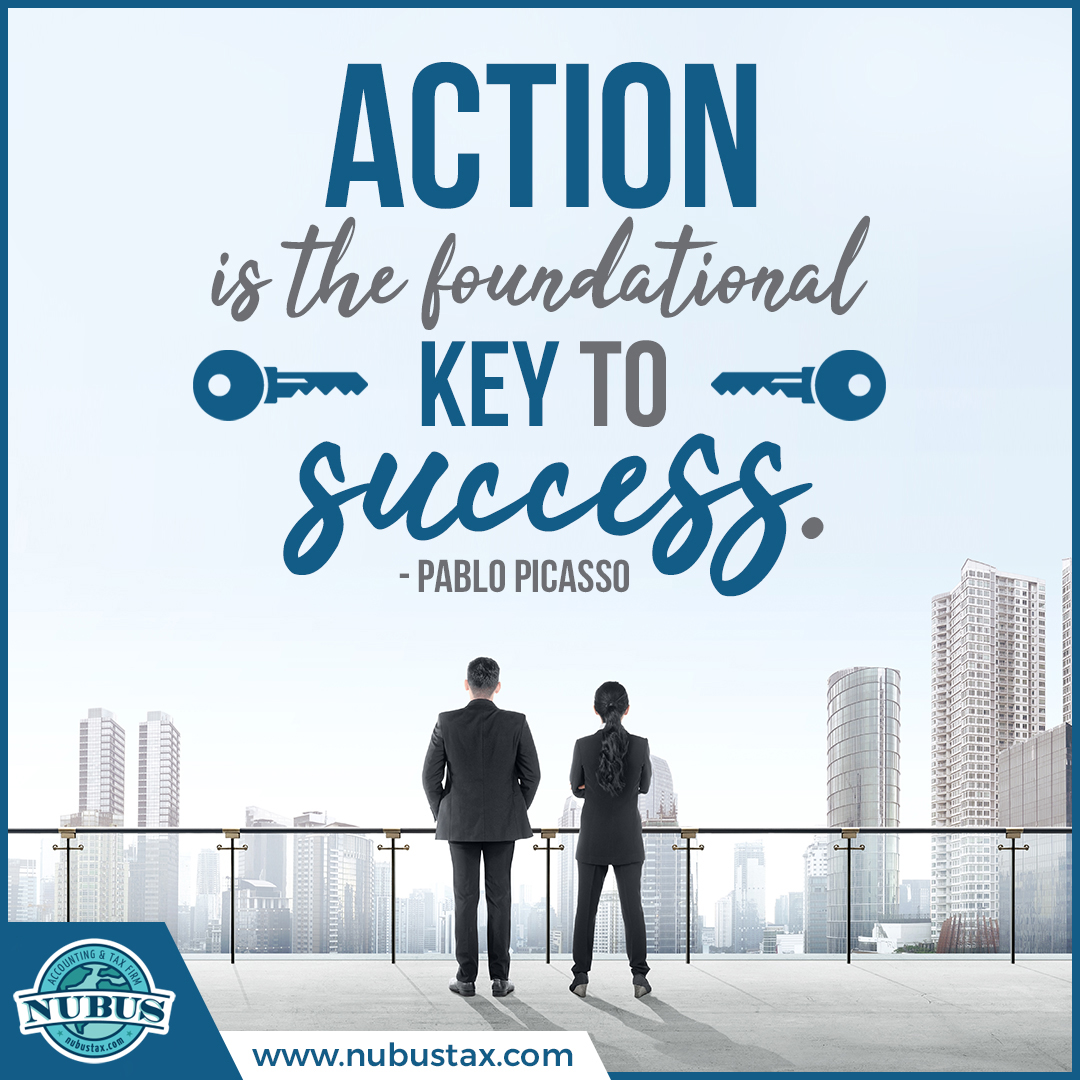 Action is the foundational Key to success. 

👉To know more here @ nubustax.com

#accounting #taxes #IRS #nubustax #ceoaccountant #expert #consultation #professional #law #business #Entrepreneurs