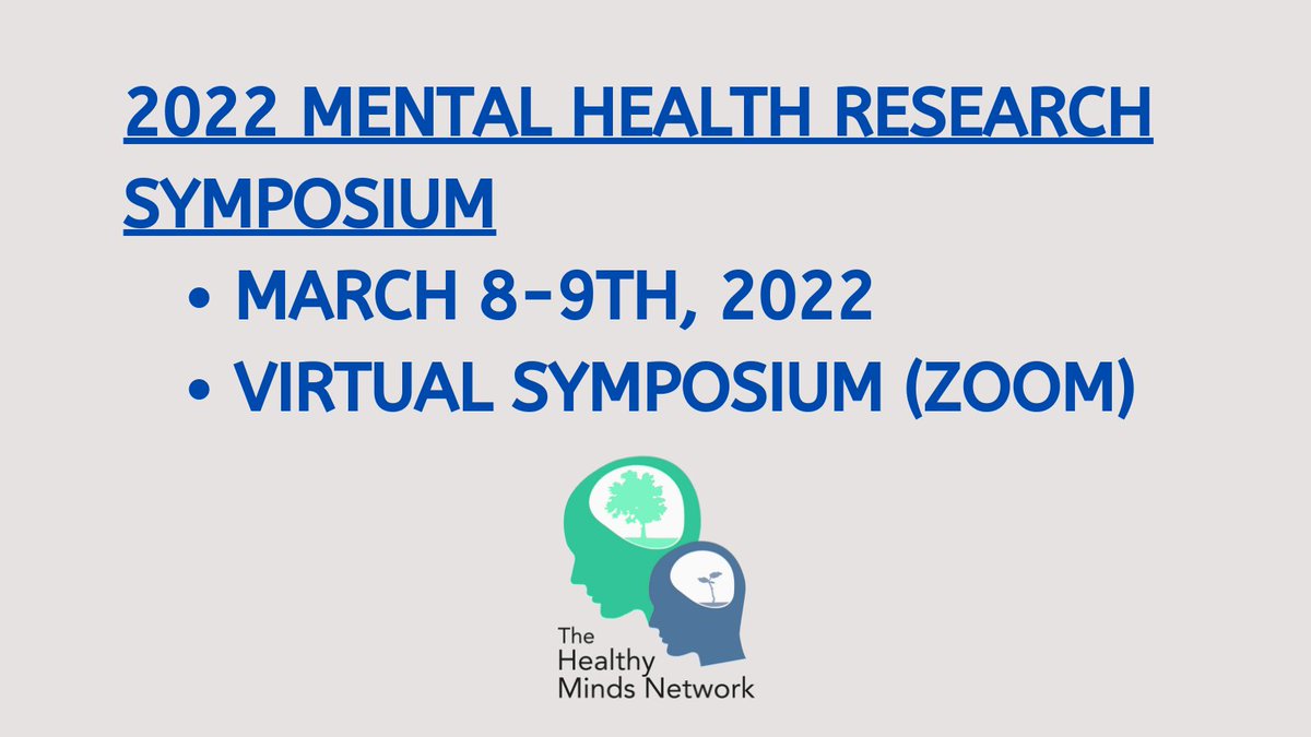 The Healthy Minds Network is looking forward to hosting our annual research symposium next week, on Tuesday, March 8th from 1:00-5:30pm ET and Wednesday, March 9th from 10:00-11:45am ET. To access the agenda and Zoom link, please visit healthymindsnetwork.org/symposium.