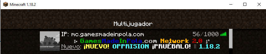 EN GMIP YA SE PUEDE JUGAR EN LA 1.18.2, somos el primer servidor NO PREMIUM en hacerlo...
¿a qué esperas? 😉