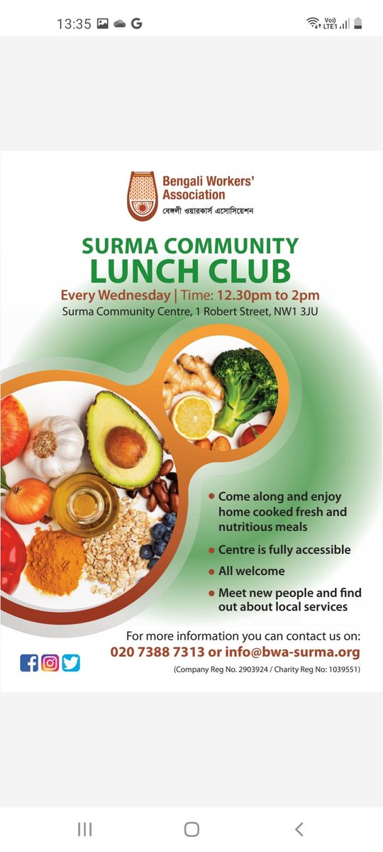 bwasurmacamden's tweet photo. Lunch club tomorrow, miss it, miss out!!

#camdencouncil #healthylife #free #surma #healthycamden #healthyresidents #fitness #camdenresidents #Community #postcovid #friends https://t.co/pkONgJF4Jr
