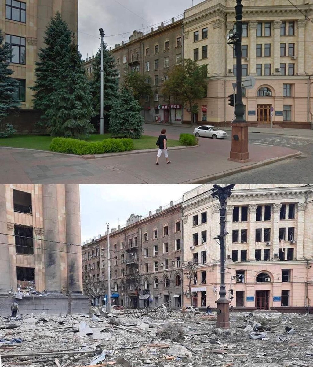Alex_12Black's tweet photo. Харьков.  До денацификации и после https://t.co/cWtEZJE79e