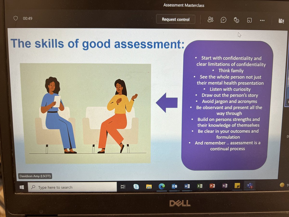 The first assessment masterclass is happening right now, there is a session every day for the next 3 weeks. All disciplines encouraged to attend! Look out for more dates being advertised by our wonderful comms team @WeAreLSCFT @Nell1Maria @JulieAnneM2016 @Amyd29091