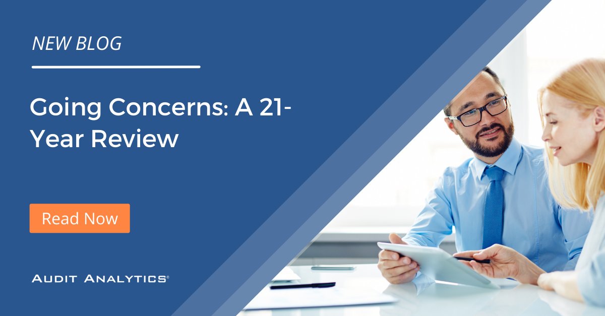 Overall, 2020 saw a decline in going concern opinions. This new blog highlights our most interesting findings from our latest #goingconcerns report.

bit.ly/3hrCU3B

#freereport #auditanalytics #auditopinions