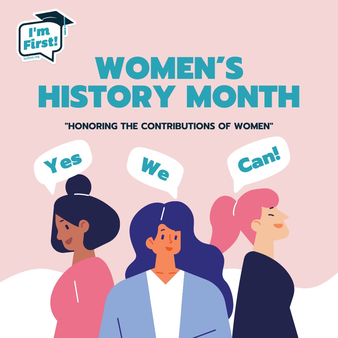 ImFirstGen's tweet photo. March is Women's History Month – commemorating and encouraging the study, observance and celebration of the vital role of women in American history. #womenshistorymonth #womenempowerment #womenshistory #imfirst #imfirstgen #firstgenerationstudent https://t.co/Skube3U78R