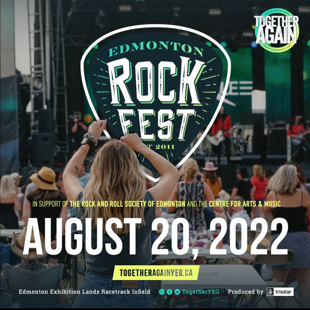 Edmonton, get ready to ROCK on Saturday, August 20th, back at the Racetrack Infield as part of @TogetherYEG, with proceeds in support of <a href="/EdRocksSociety/">Rock and Roll Society of Edmonton</a> and the Centre for Arts and Music. 🎸

Follow @TogetherYEG for more  announcements coming soon! 💫