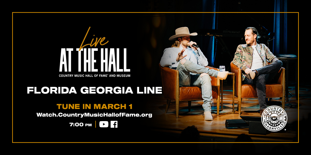 Our live performance and in-depth interview from the @countrymusichof “Mix It Up Strong” exhibit is now being made available beyond the Museum’s walls, streaming as part of the ongoing “Live at the Hall” series premiering today, March 1, at 7:00 PM CT. countrymusichalloffame.org/exhibit/florid…