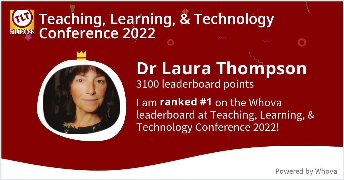 TechThompson's tweet image. I ranked #1 on the Whova leaderboard at Teaching, Learning, &amp;amp; Technology Conference 2022! #TLTCon22 - via #Whova event app. This fabulous conference is free to everyone and filled with fabulous sessions.