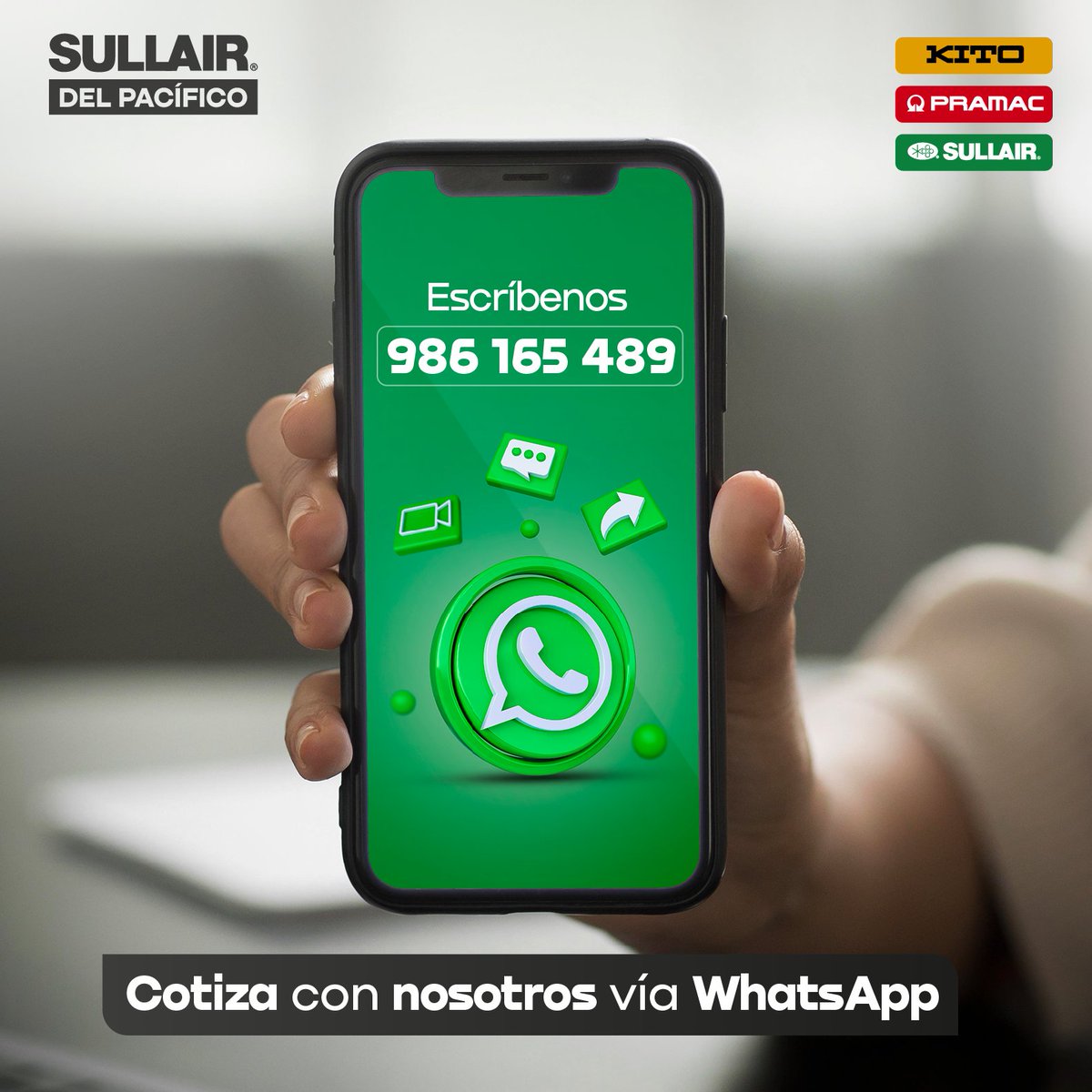 SullairPeru's tweet photo. ¡Estamos a tu servicio!

Horario de atención de Lunes a Viernes de 8:00 a.m. a 5:00 p.m.

📲 Comunícate con nosotros por Whatsapp y pide tu cotización:
https://t.co/8rPFODdQEZ

#Generadores #Pramac #Sullair #SullairDelPacifico #Kito #Perú https://t.co/TYKJB1jsvS