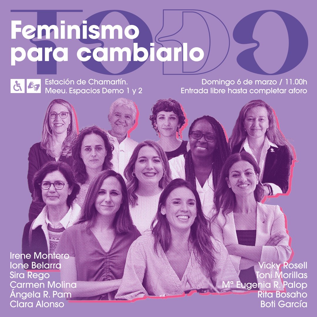 IU_Madrid's tweet image. 💪🏻 Este domingo, con motivo del #8M, se ha organizado el acto “Feminismo para cambiarlo todo” con las intervenciones de @IreneMontero y @sirarego entre otras