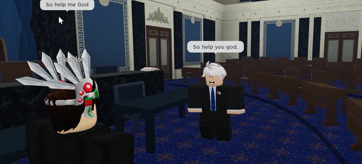 <a href="/aConArtist1/">aConArtist</a> has sworn in <a href="/AsceylosRBLX/">Asceylos</a> as a Senator.