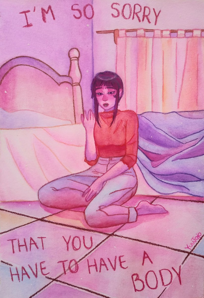 YuuJojo_'s tweet photo. I'm so sorry that you have to have a body - "Body Terror Song", AJJ the band
#body #disphoria #art #watercolor #traditionalart https://t.co/aECnmpuXFm