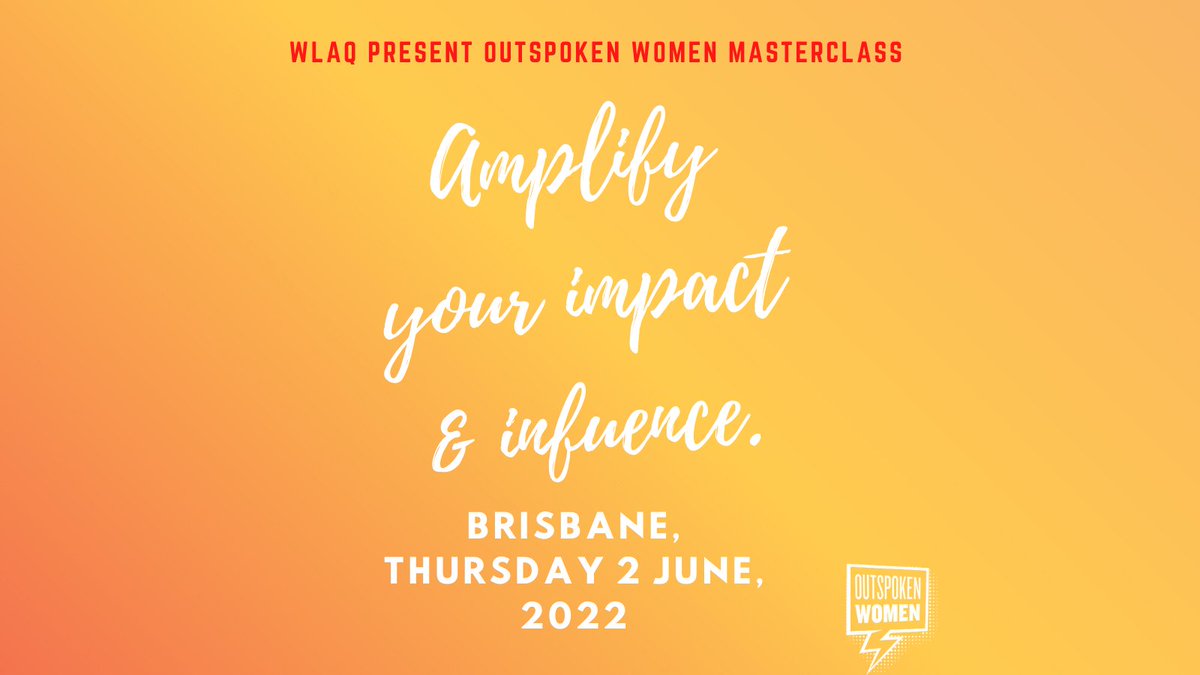 OutspokenWomen2's tweet photo. Thanks to WLAQ, we're coming to Brisbane with a 1 day presentation &amp; workplace communications masterclass. Turbocharge your impact &amp; kick your nerves to the curb. Lock in Thursday 2 Jun &amp; head to our website to find out more. https://t.co/RSc2rm6PTt https://t.co/XJaZbBeCly