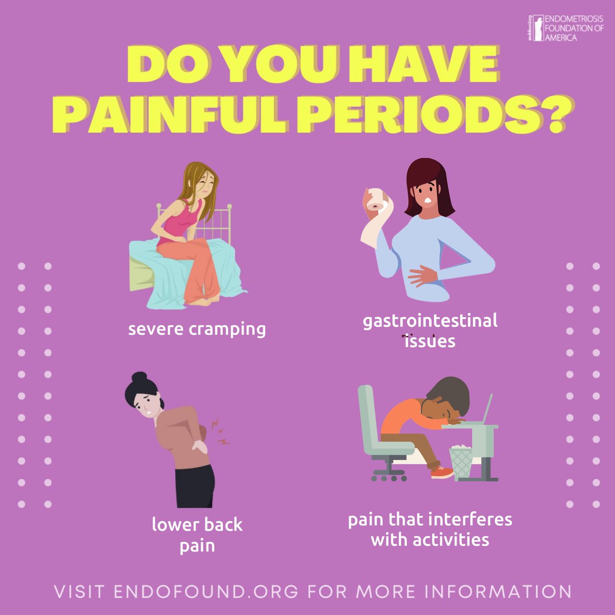 Endofound's tweet photo. It's #EndometriosisAwarenessMonth. 
This month, like every month, we’re here advocating for our mission to increase #endometriosis awareness, advance research + continue educating patients, supporters, physicians &amp; public about a disease that is still mistreated &amp; misdiagnosed. https://t.co/YLrHxTHN9f